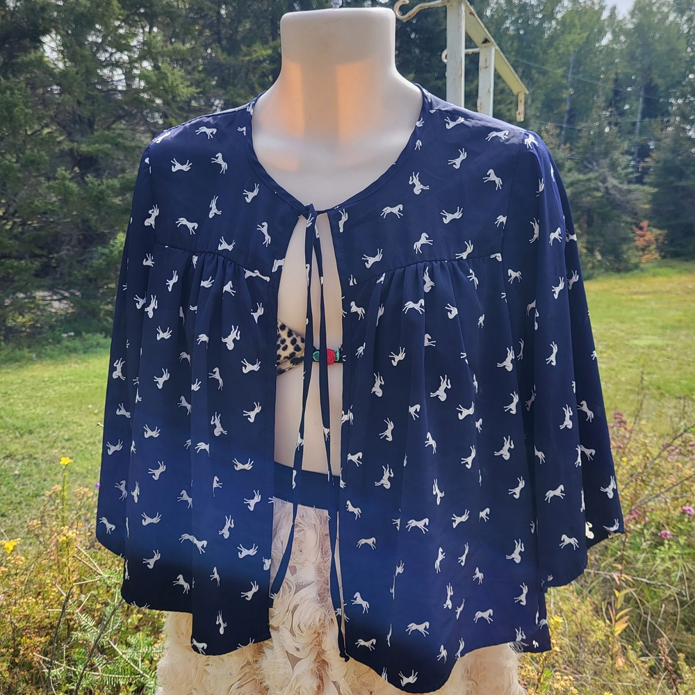 "Seeing Horses" Everly Navy Blue Top